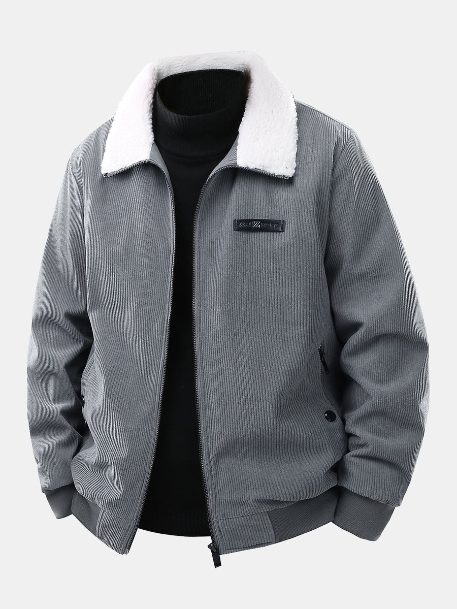 Teddy Lined Zip Up Corduroy Jacket