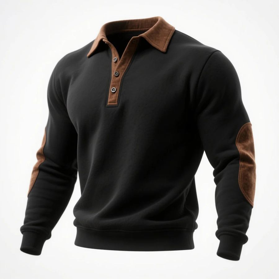 Stylish Contrast Panel Polo Sweatshirt for Men - Perfect for Casual and Sporty Looks