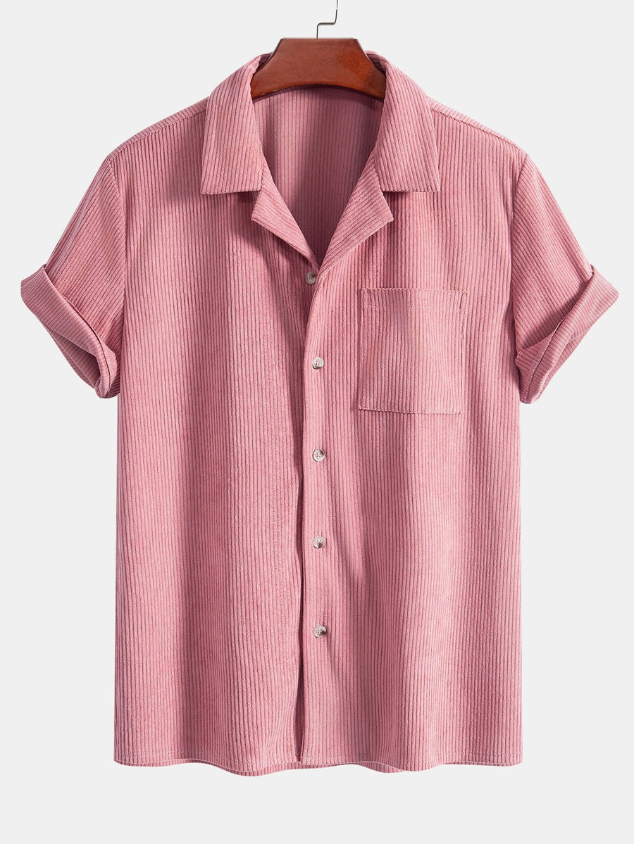Short Sleeve Corduroy Cuban Shirt
